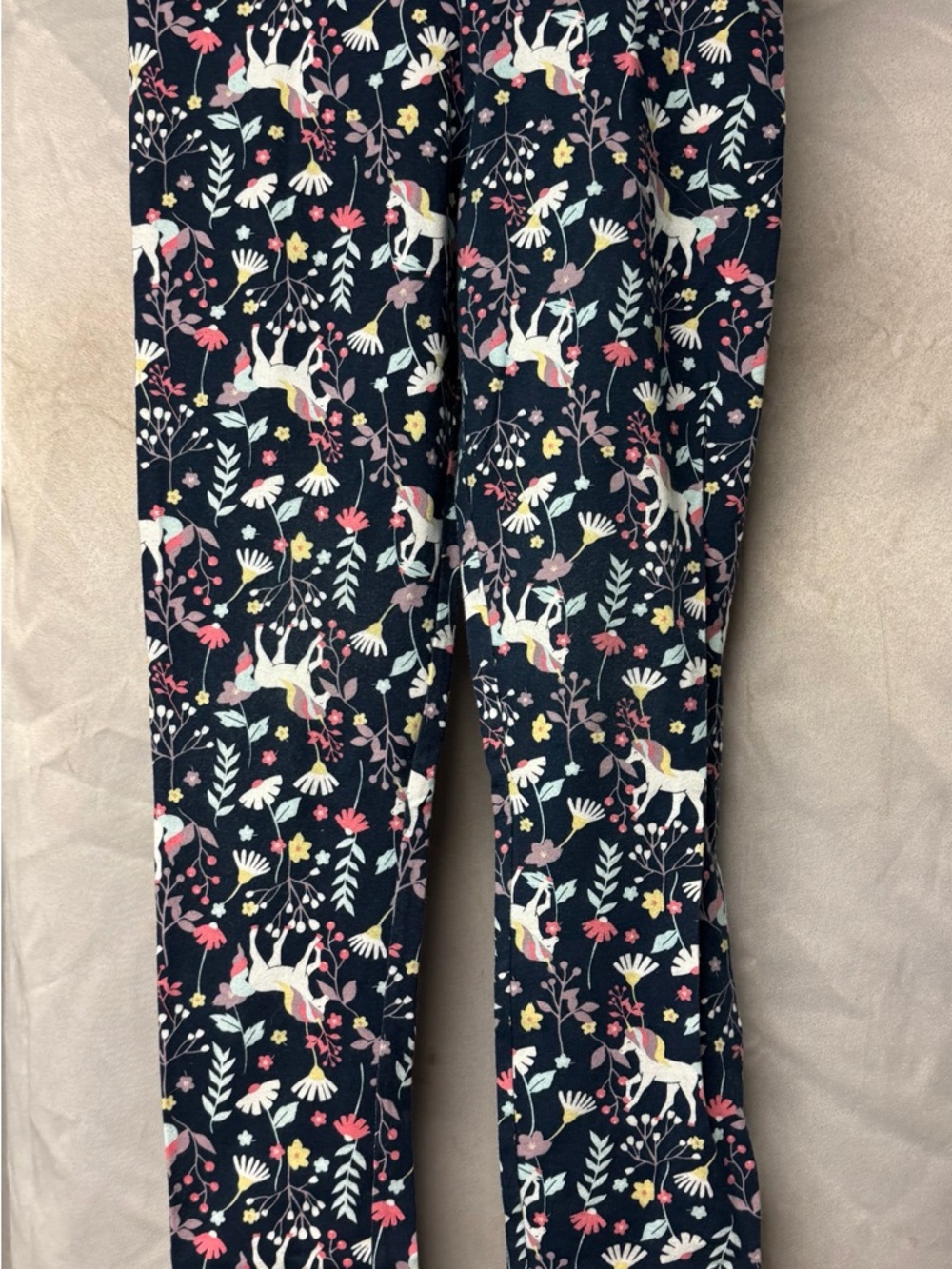 Unicorn & Floral Navy Leggings